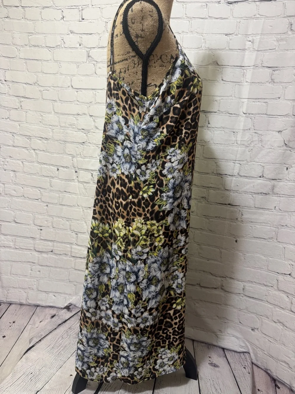 WHBM Like New Leopard Print Floral Slip Dress - Picture 6 of 9